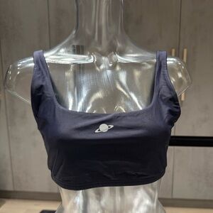 Stylish Navy Sports Bra with Planet Logo